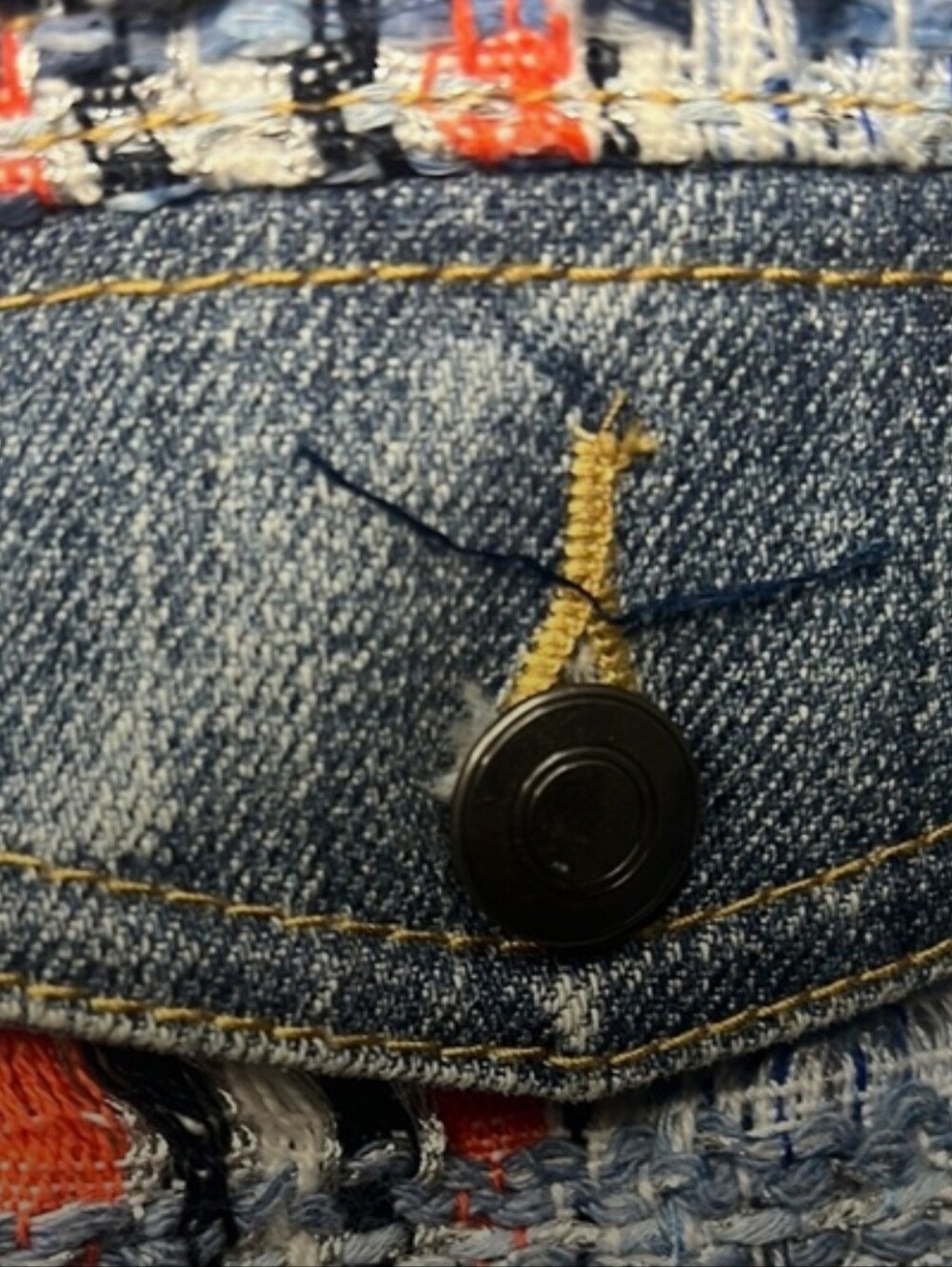 Ramy Brook Murray Tweed Combo Cropped Denim Jacket. - Picture 3 of 5